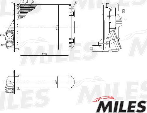Miles ACHM001 - Радиатор отопителя Lada Largus 12-, Renault Logan 04-, Duster 10-, Sandero 07- Miles autodif.ru