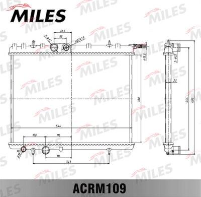 Miles ACRM109 - Радиатор (мех. сборка) PEUGEOT 307 1.4-2.0 01- / CITROEN BERLINGO 00- (аналог DENSO DRM21021)  ACRM109 autodif.ru