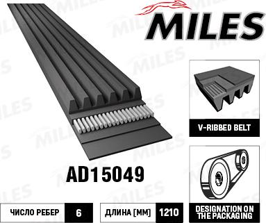 Miles AD15049 - Поликлиновый ременный комплект autodif.ru