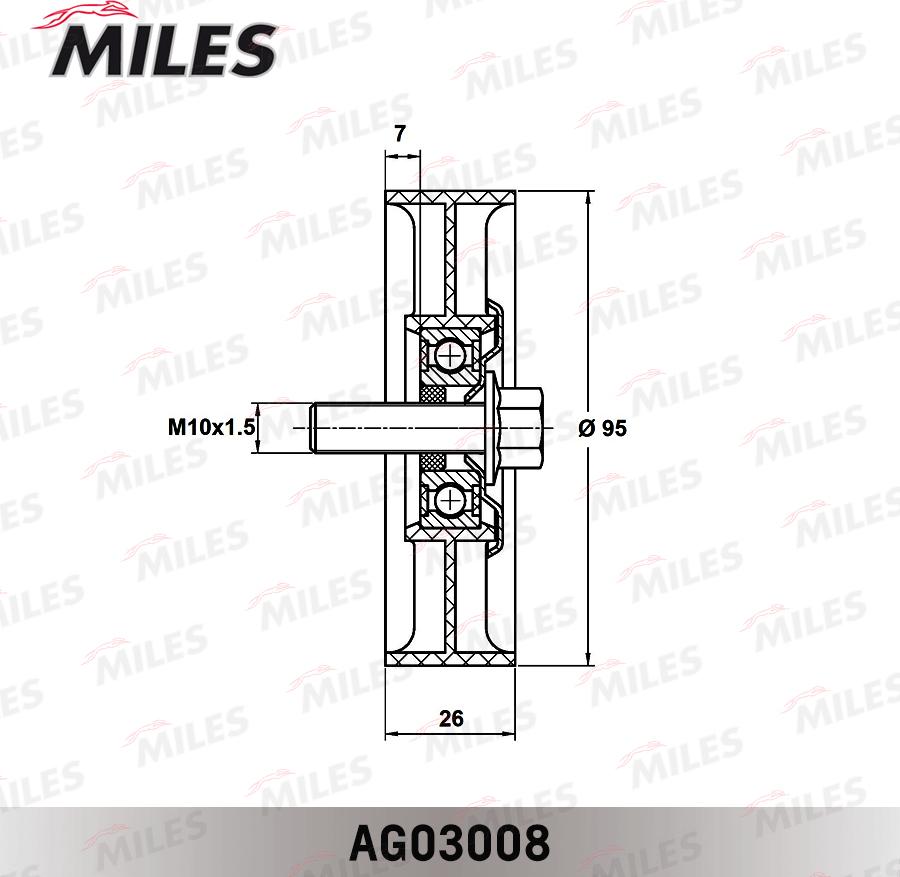 Miles AG03008 - Ролик ремня приводного HYUNDAI SOLARIS 10-/ELANTRA 06-/i20/i30 (INA 532064410) AG03008 autodif.ru