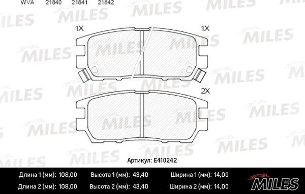 Miles E410242 - Колодки тормозные задние (без датчика) (Смесь Low-Metallic) (MITSUBISHI PAJERO I/PAJERO II 3.0/3.5/2 autodif.ru
