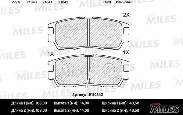 Miles E110242 - Колодки тормозные задние (без датчика) (Смесь Semi-Metallic) (MITSUBISHI PAJERO I/PAJERO II 3.0/3.5/ autodif.ru
