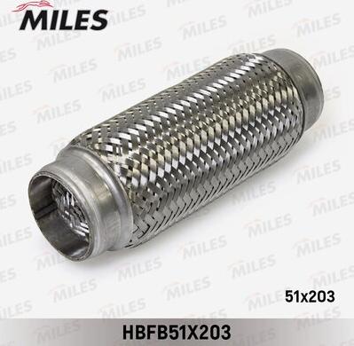 Miles HBFB51X203 - Труба гофрированная (гофра) внутренним плетением 51X203 (BOSAL 265-579) HBFB51X203 autodif.ru
