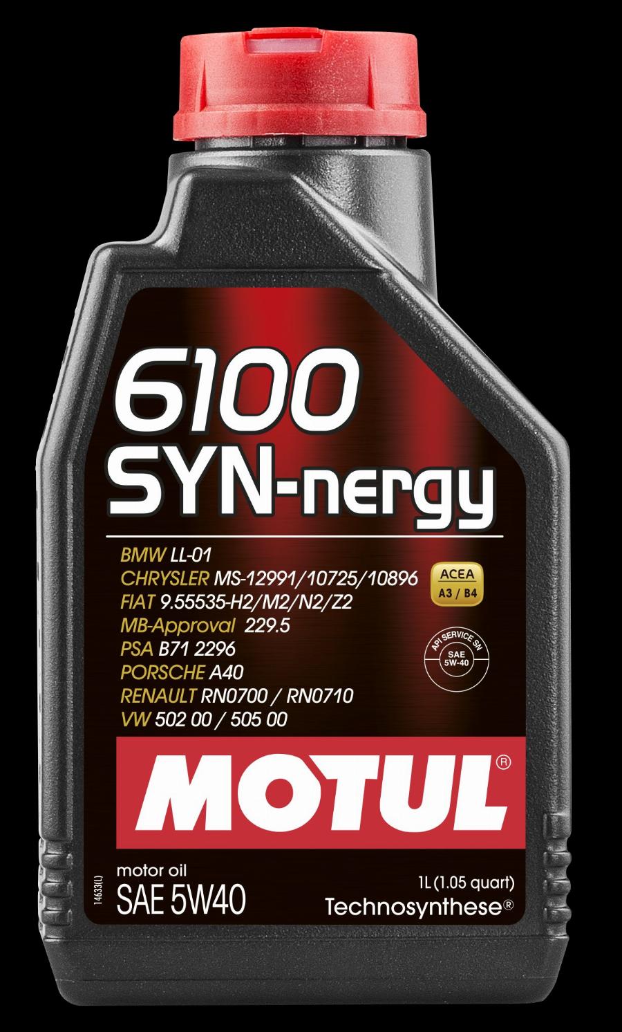 Motul 107975 - Motul 5W40 (1L) 6100 Synergie+ масло моторное! полусинт.\ API SN/CF, ACEA A3/B4 autodif.ru