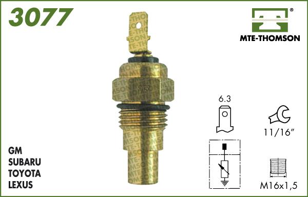 MTE-Thomson 3077 - Датчик, температура охлаждающей жидкости autodif.ru