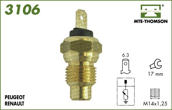 MTE-Thomson 3106 - Датчик, температура охлаждающей жидкости autodif.ru