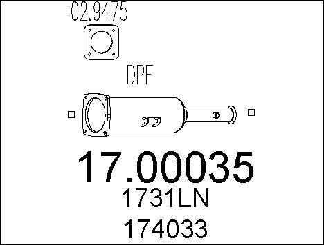 MTS 17.00035 - Сажевый / частичный фильтр, система выхлопа ОГ autodif.ru