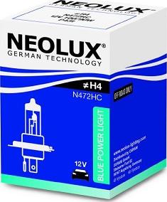 NEOLUX® N472HC - лампа BLUE POWER LIGHT! 1шт. (H4) 12V 100/90W P43t повышенная цветовая темпер.5000К (картон)\ autodif.ru