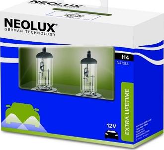 NEOLUX® N472LL-SCB - N472LLSCB H4 12V (6055W) Лампа EXTRA LifeTime, двойной картонный бокс NEOLUX autodif.ru