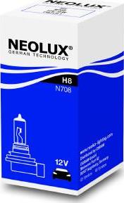 NEOLUX® N708 - Лампа галогенная 35W 12V H8 PGJ19-1 10X10X1 стандартные характеристики autodif.ru
