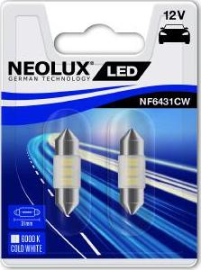 NEOLUX® NF6431CW-02B - Лампа светодиодная 12V C5W SV8.5-8 31мм 6000K двухцокольная блистер 2шт. White NEOLUX autodif.ru