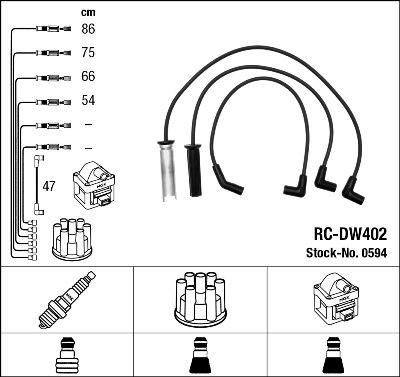 NGK 0594 - RCDW402 NGK Провода высоковольтные 0594 autodif.ru
