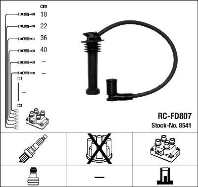 NGK RC-FD807 - Комплект проводов зажигания 8541 / RC-FD807, FORD FOCUS,FIESTA,MONDEO,PUMA 1.4,1.6L 16V autodif.ru