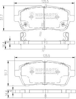 Nipparts N3606022 - Тормозные колодки, дисковые, комплект autodif.ru