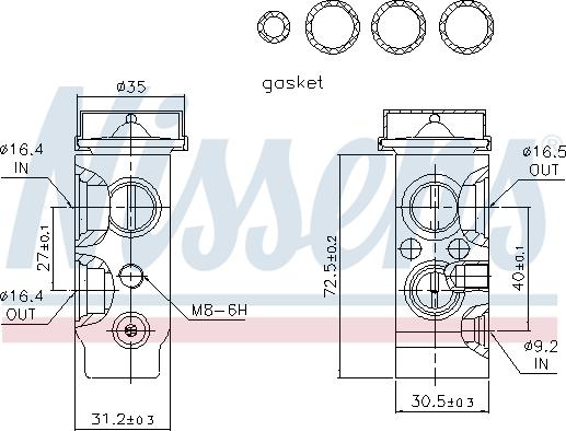 Nissens 999261 - клапан кондиционера расширительный!\ Hyundai Tucson, KIA Sportage 04> autodif.ru