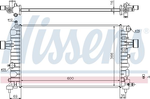 Nissens 630744 - Радиатор системы охлаждения OPEL: ASTRA H (L08/L35/L48/L67/L69) 1.2-1.8i/LPG/16V 03/04-05/14, ZAFIRA autodif.ru