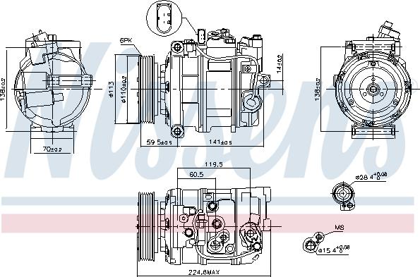 Nissens 89091 - Компрессор кондиционера VW PHAETON (02-) 3.0TDi TOUAREG (02-) 3.0TDi TOUAREG (10-) 3.0TDi PORSCHE CA autodif.ru
