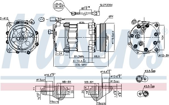 Nissens 890761 - компрессор кондиционера!\ Audi A3 1.6/1.8T/1.9TDi 96> autodif.ru
