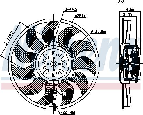 Nissens 85692 - Вентилятор радиатора (200Watt-280mm) AUDI A-6, Allroad 05 ,85692 autodif.ru