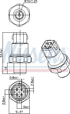Nissens 301036 - Выключатель давления кодиционера AUDI A4 B5, A6 C5, A8 D2, ALLROAD C5 SKODA SUPERB I VW PASSAT B5, P autodif.ru
