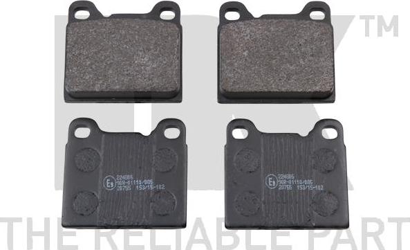 NK 224806 - Колодки тормозные дисковые задние без датчика износа с прижимной пластиной / VOLVO 740,760,780,850,9 autodif.ru