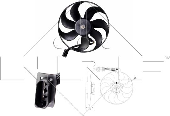 NRF 47064 - Вентилятор радиатора с электромотором VW Golf 1.4 98- autodif.ru