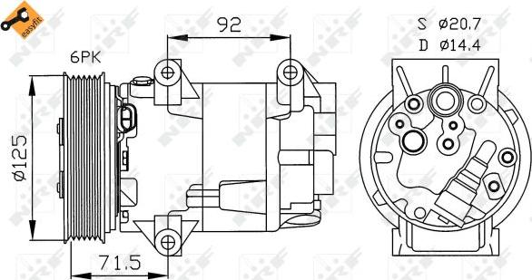 NRF 32208 - компрессор кондиционера!\ Renault Scenic 1.4i/1.6i/1.5DCi 16V 03> autodif.ru