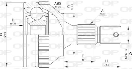 Open Parts CVJ5592.10 - Шарнирный комплект, ШРУС, приводной вал autodif.ru