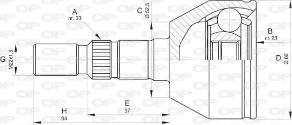 Open Parts CVJ5826.10 - Шарнирный комплект, ШРУС, приводной вал autodif.ru