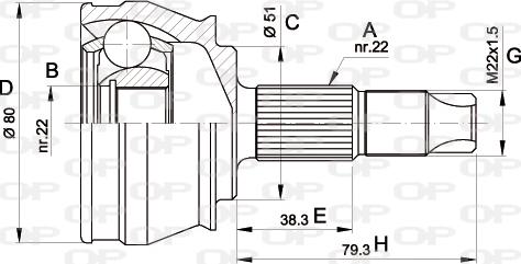 Open Parts CVJ5346.10 - Шарнирный комплект, ШРУС, приводной вал autodif.ru