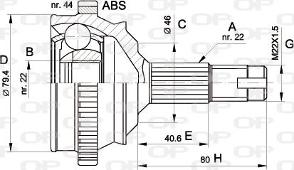 Open Parts CVJ5225.10 - Шарнирный комплект, ШРУС, приводной вал autodif.ru