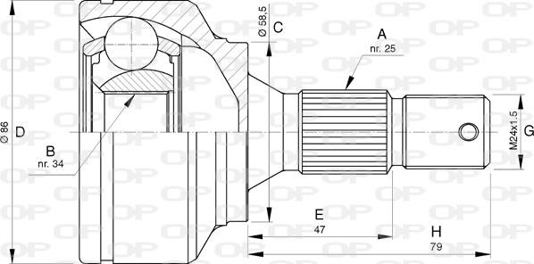 Open Parts CVJ5741.10 - Шарнирный комплект, ШРУС, приводной вал autodif.ru