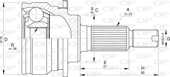 Open Parts CVJ5770.10 - Шарнирный комплект, ШРУС, приводной вал autodif.ru