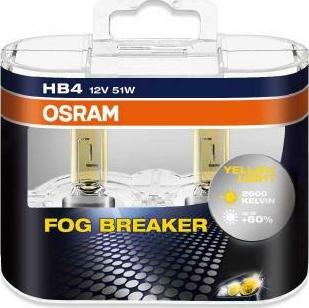 Osram 9006FBR-HCB - Комплект ламп HB4 12V 51W P22d FOG BREAKER +60% больше света, 2600К 2шт.(1к-т) autodif.ru