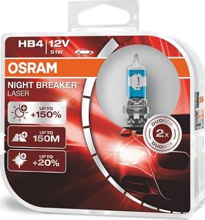 Osram 9006NL-HCB - Галогенная лампа Osram HB4 (51W 12V) Night Breaker Laser (Duobox) 2шт autodif.ru