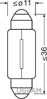 Osram 6461 - лампа ORIGINAL LINE! 1шт. (C5W) 12V 10W SV8.5-8 L=35 mm качество ориг. з/ч (ОЕМ)\ autodif.ru