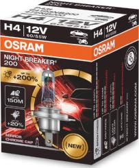 Osram 64193NB200 - Лампа 12V H4 60/55W +200% P43t OSRAM NIGHT BREAKER 1 шт. картон 64193NB200 autodif.ru