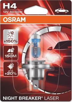 Osram 64193NL-01B - Лампа H4 12V 60/55W P43t NIGHT BREAKER LASER +150% больше света 1 шт. autodif.ru