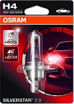 Osram 64193SV2-01B - Лампа H4 60-55W 12V P43T SILVERSTAR 2.0 60 20м блистер 1 шт. autodif.ru