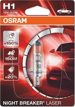 Osram 64150NL-01B - H1 12-55 P14,5 s + 150 % NIGHT BREAKER LASER блистер OSRAM (Оригинал, Германия) autodif.ru