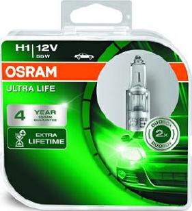 Osram 64150ULT-HCB - Лампа автомобильная галогенная ULTRA LIFE H1, 12V, 55W, 2 шт autodif.ru