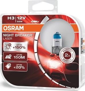 Osram 64151NL-HCB - Лампа автомобильная H3 12V- 55W (PK22s) Night Breaker Laser (2шт.) (Osram) autodif.ru