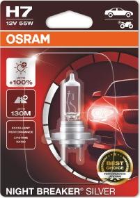 Osram 64210NBS-01B - Автолампа H7 (55) PX26d+100% NIGHT BREAKER SILVER 12V (блистер) OSRAM /1/10 autodif.ru