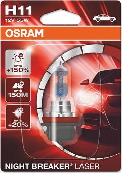 Osram 64211NL-01B - Лампа 12V H11 55W 1350lm PGJ19-2 3200K OSRAM NIGHT BREAKER LASER 1 шт. картон 64211NL-01B autodif.ru