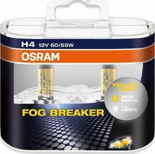 Osram 62193FBR-HCB - Комплект ламп H4 12V 60/55W P43t FOG BREAKER +60% больше света, 2600К 2шт.(1к-т) autodif.ru