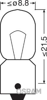 Osram 3893 - Лампа одноконтактная (габарит, приборы, номер) 12Vх4W белая T4W ORIGINAL LINE autodif.ru