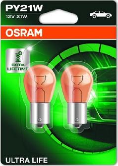 Osram 7507ULT-02B - к-кт ламп! (PY21W) 12V 21W BAU15s поворот увел.срок службы (2шт. в блистере)\ autodif.ru