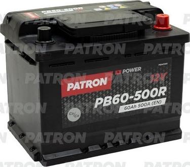 Patron PB60-500R - Аккумуляторная батарея 60Ah PATRON POWER 12V 60AH 500A ETN 0(R+) B13 242x175x190mm 13,3kg autodif.ru