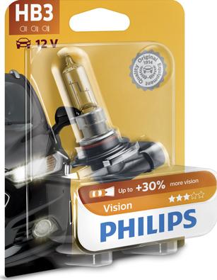 PHILIPS 9005PRB1 - Лампа галогенная блистер 1шт HB3 12V 60W P20D PREMIUM (На 30% больше света на дороге) autodif.ru