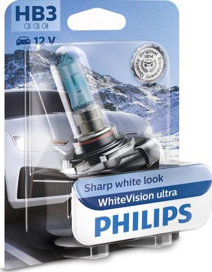 PHILIPS 9005WVUB1 - Лампа автомобильная HB3 12V- 65W (P20d) White Vision ultra блистер (1шт.) (Philips) autodif.ru